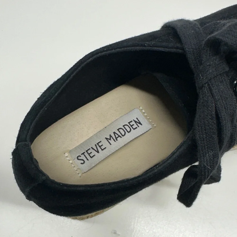 Steve Madden Karma Espadrille Platform Sneakers Shoes Lace Up Black White Size 7